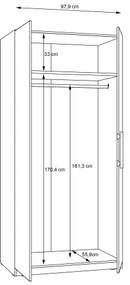 Dulap MARO 100x213 cm, stejar artisan