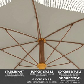 Outsunny Umbrelă de Plajă Portabilă cu Volane în Aer Liber cu Baldachin Ventilat, Geantă de Transport, Ø1.9x2.1 m, Alb-Crem
