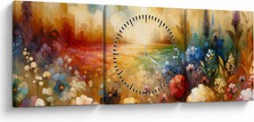 Tablou - Pajiște colorată (cu ceas) (90x30 cm)