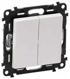 Intrerupator dublu, alb, 10A, IP20, Legrand Valena Life