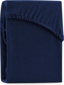 Cearceaf albastru închis din frotir cu elastic 240x220 cm Ruby – Restilo