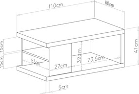 Mazzoni Măsuță LANA S-110 Nuc Elegant / Negru - MĂSUȚĂ DE CAFEA CU RAFT