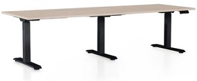Masa inaltime reglabila OfficeTech Long, 240 x 80 cm, bază neagră, stejar