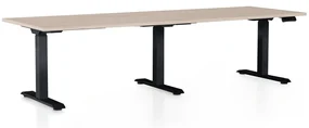 Masa inaltime reglabila OfficeTech Long, 240 x 80 cm, bază neagră, stejar
