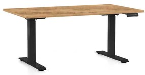 Masă înălțime reglabilă OfficeTech D, 120 x 80 cm, picioare negre, stejar auriu