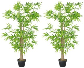 Outsunny Lot de 2 bambusi artificiali Inaltime 1,5 m 644 Frunze dense realiste Ghiveci Inclus Negru cu Lichen Verde | Aosom Romania