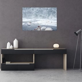 Tablou cu lebăde (90x60 cm)