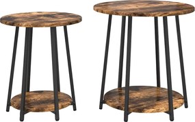 vidaXL Set măsuțe laterale cu raft 2 pcs Stejar afumat și negru