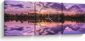 Tablou cu cerul violet (cu ceas) (90x30 cm)