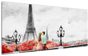 Tablou îndrăgostiții în Paris (120x50 cm)