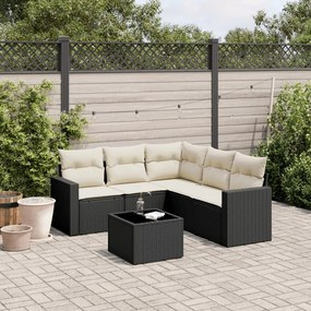 vidaXL Set mobilier de grădină cu perne, 6 piese, negru, poliratan