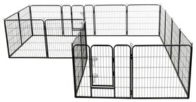 Tarc pentru caini, 16 panouri, otel, 80 x 80 cm, negru 80 x 80 cm, 16 panouri