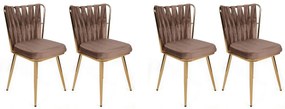 Set de scaune de sufragerie Kusakli Light Brownand Gold, 4 buc.