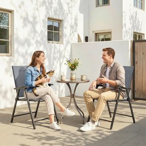 Outsunny Set de 2 scaune pliabile cu spătar înalt și cotiere, Gri deschis | Aosom Romania