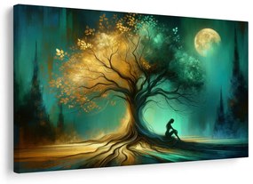 Tablou siluetă solitară lângă arborele vieții