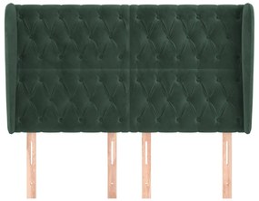 Tablie pat cu aripioare verde inchis 163x23x118 128 cm catifea 1, Verde inchis, 163 x 23 x 118 128 cm