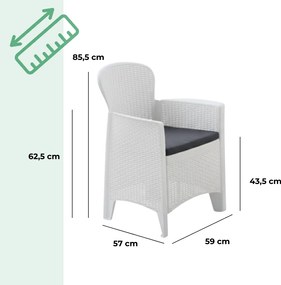 I.P.A.E-Progarden Set grădină AKITA, 3 piese, albă