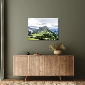 Tablou pe sticlă - Crestele munților (70x50 cm)