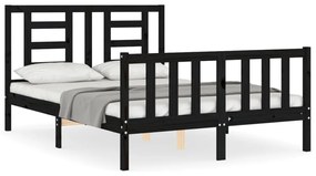 3192860 vidaXL Cadru de pat cu tăblie dublu, negru, lemn masiv