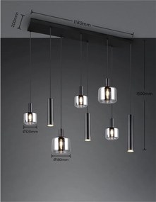 Lustră neagră cu abajur din metal/cu abajur din sticlă Mataro – Trio