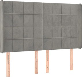 vidaXL Tăblie de pat cu aripioare gri deschis 147x16x118/128cm catifea