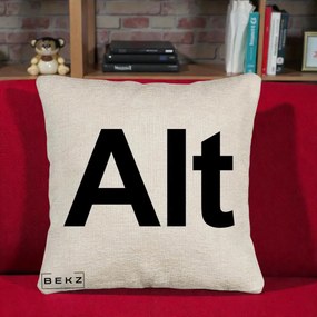 Perna Personalizata Tasta Alt Tipografie Bold, 40x40 cm, Bej Canapea, Husa Detasabila, Perna Inclusa, BEKZ®