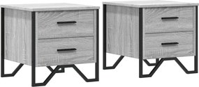 vidaXL Noptiere, 2 buc., gri sonoma, 40x41x40 cm, lemn prelucrat