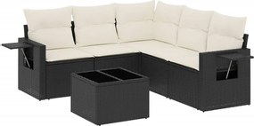 vidaXL Set mobilier de grădină cu perne, 6 piese, negru, poliratan
