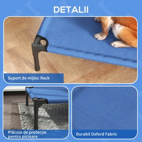 PawHut Pat Ridicat pentru Câini și Pisici cu Cadru Metalic, 76x61x18 cm, Albastru | Aosom Romania