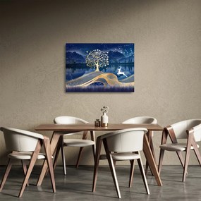Tablou pe sticlă - Cerbi în luna plină (70x50 cm)