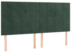 Cadru de pat cu tablie, verde inchis, 180x200 cm, catifea Verde inchis, 180 x 200 cm, Cu blocuri patrate
