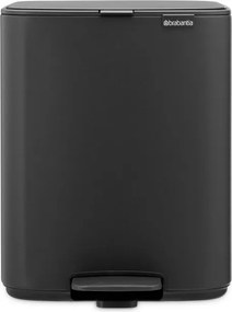 Cos de gunoi Brabantia Bo Pedal 1010133, 12 L, Inchidere usoara, Baza antiderapanta, Acoperire minerala, Gri inchis