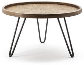 Masuta de cafea rotunda din metal Drax 60x60x35 cm maro deschis