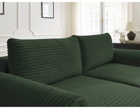 Canapea verde-închis extensibilă cu tapițerie din catifea reiată 257 cm Lucien – Bobochic Paris