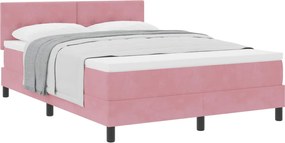 vidaXL Pat cu arcuri cu saltea cu headboard Roz 140 x 200 cm Catifea