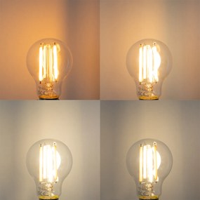 Set de 5 becuri LED inteligente E27, reglabile în Kelvin, A60, transparente, 7W, 806 lm, 1800-3000K