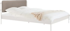 Pat matrimonial alb tapițat din oțel cu somieră 160x200 cm Eton Basic – noo.ma