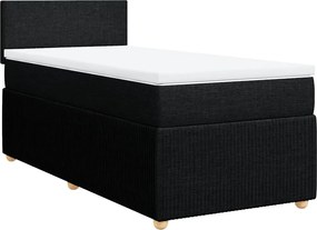 vidaXL Pat box spring cu saltea, negru, 90x190 cm, textil