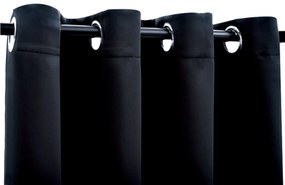 Draperii opace cu inele metalice, 2 buc., negru, 140 x 225 cm 1, Negru, 140 x 225 cm