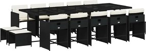 vidaXL Set mobilier de grădină cu perne, 15 piese, negru, poliratan
