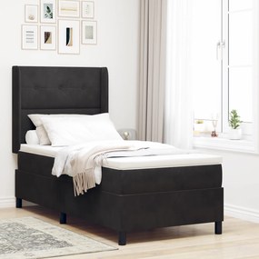 vidaXL Pat box spring cu saltea &amp; LED, negru, 80x200 cm catifea