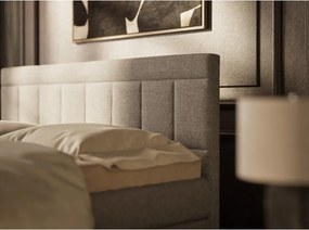 Pat boxspring gri cu spațiu de depozitare 180x200 cm Caya – Maison de Rêve