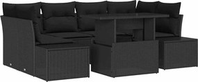 vidaXL Set de canapele pentru grădină cu pernă 7 pcs Negru
