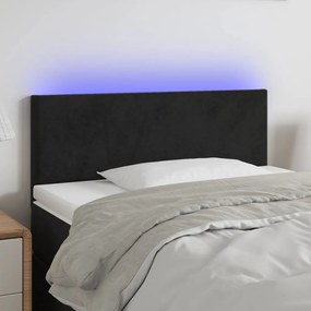 3121364 vidaXL Tăblie de pat cu LED, negru, 80x5x78/88 cm, catifea