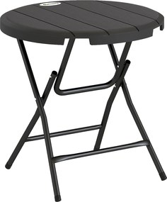 Outsunny Masă de Grădină, rotundă, pliabilă, pentru 4 persoane, efect lemn, oțel+plastic, gri închis, 80 x 80 x 73 cm | Aosom Romania