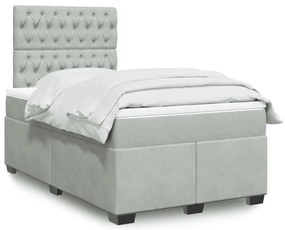 vidaXL Pat continental cu saltea, gri deschis, 120x200 cm, catifea