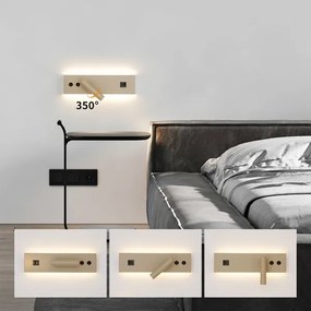 Brilagi-LED Aplică spot de perete cu port USB NOCTIS LED/3W/230V+LED/9W bej