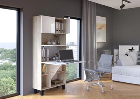 Masă PC Home (alb lucios + Stejar sonoma). 1124934