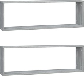 vidaXL Rafturi de perete cub, 2 buc., gri sonoma, 80x15x26,5 cm, lemn
