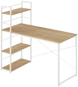 Birou MAX 4.0 SONOMA cu raft și picioare albe 120x44 cm